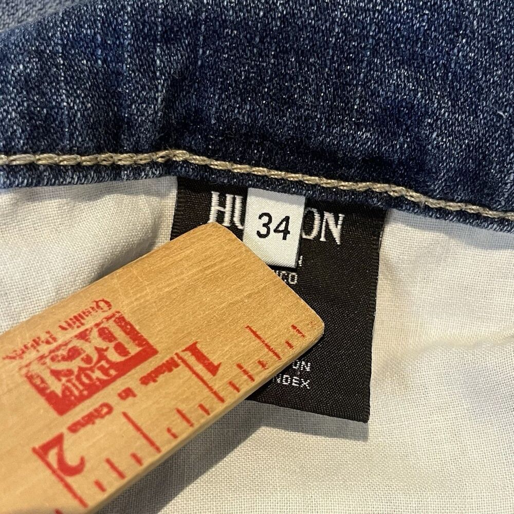 Hudson Jeans Men's Size 34 Blue Denim Byron Straight Leg Distressed 5-Pockets - Picture 11 of 14